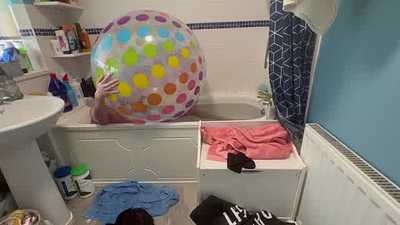 Puppy beach ball bath time. Trailer
