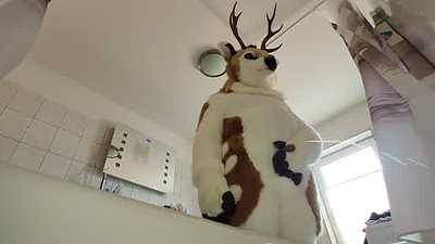 Stag taking a leak (watersports)