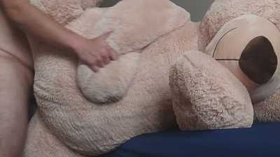 Having fun with my big teddy bear
