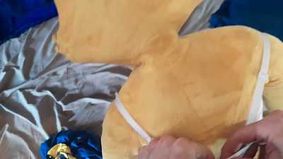 Undressing my plushie and playing with her pussy