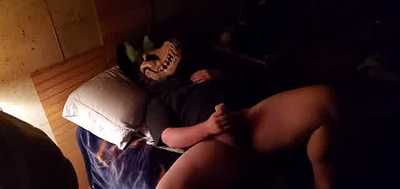 Skully plays with fleshlight