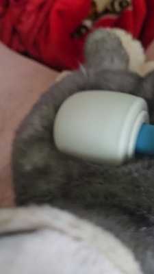 Using my vibrator on my penis while it's inside my plush