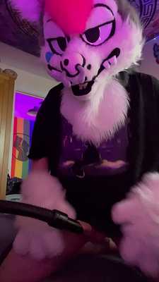 Horny Wolf Plays With A Vacuum Cleaner