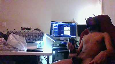 a horny pup pawing off