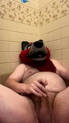 Peeing on Myself and Cumming in the Shower with my Raccoon Head