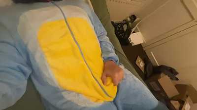 Pawing off in a Bandit onesie.