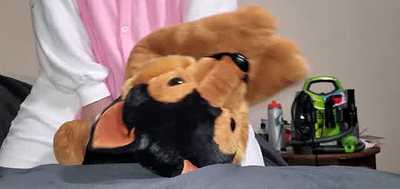 Giving my new plush her first cumshot