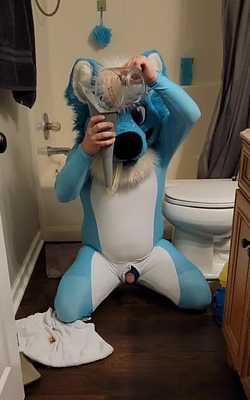 Fursuit urinal deepthroat