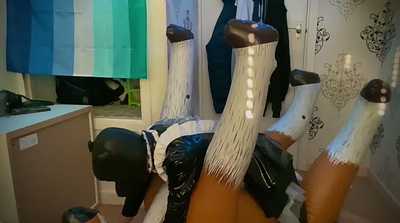 Latex Femboy Pup Plays With His Inflatable Deer