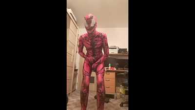 Carnage cumming in his pajamas after some days