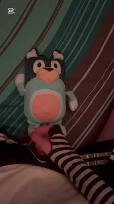 Femboy found an innocent plushie… and painted his face