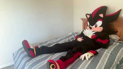 Shadow jerking his dick in bed