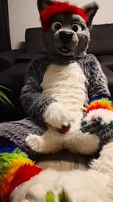 Wolf riding bad dragon dildo with huge cumshot at the end