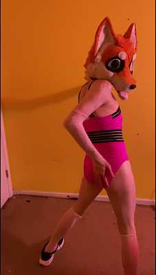 Cute Femboy Foxxo in Pink Swimsuit