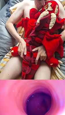 A view from inside her pussy while I make love to my red dragon Rouge