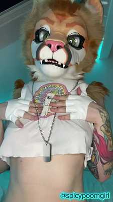 Female puma boobs play through white shirt