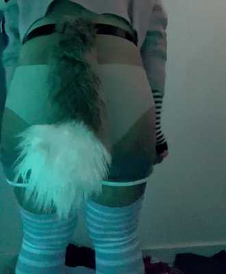 cute fox femboy shakes his tail and butt 