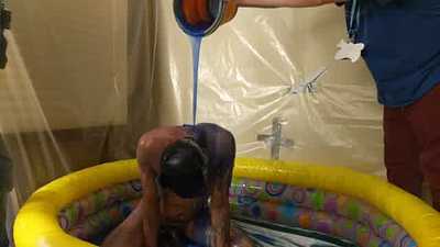 Playful pup + Slime
