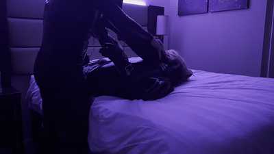 Subby femboy latex yeen is tied up and bred by a folf