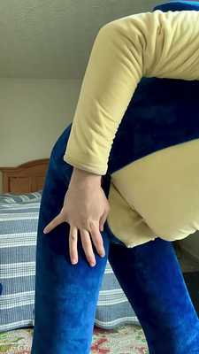 Naked Sonic Mascot Suit up