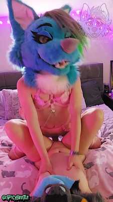 Transgender Furry In Pink Lingerie Roughly Fucks Alien Fursuiter!!