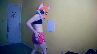 Foxie Strips to His Sexy Black Underwear