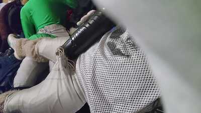 Retired football mascot fucks with his new toy!