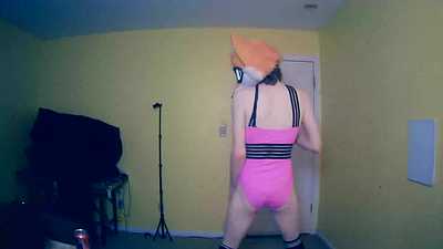 Femboy Fox Butt Dances in Swimsuit